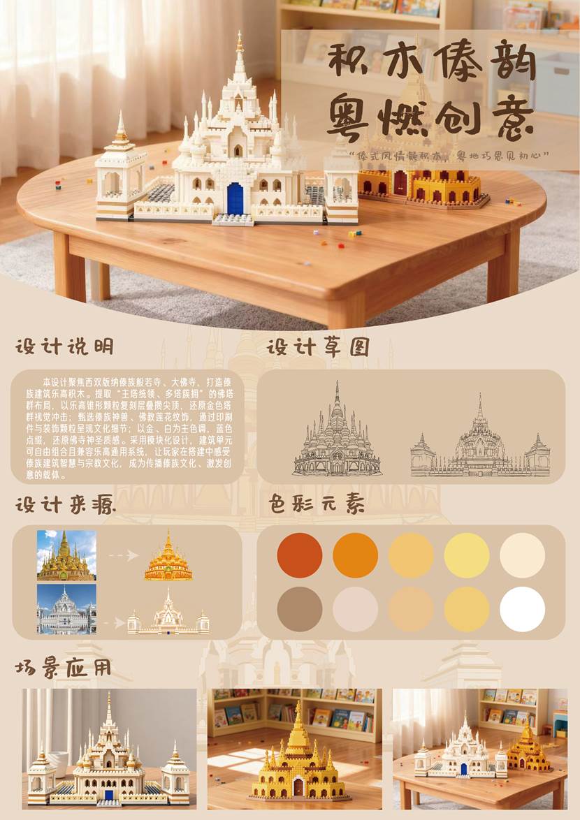 比赛展板-williamhill威廉希尔官网-“相和广东”综合设计作品《积木傣韵,粤燃创意》